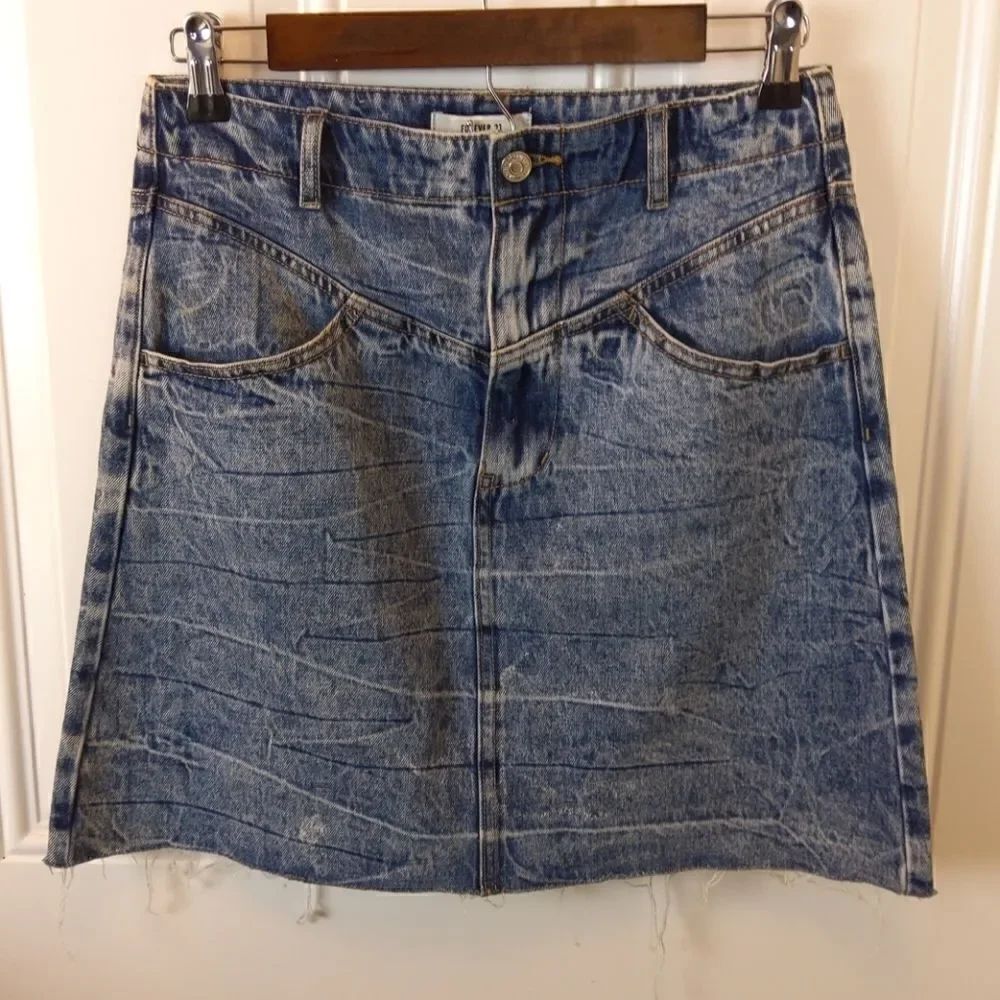 (3/$20) Forever 21 denim skirt with raw Edge hem